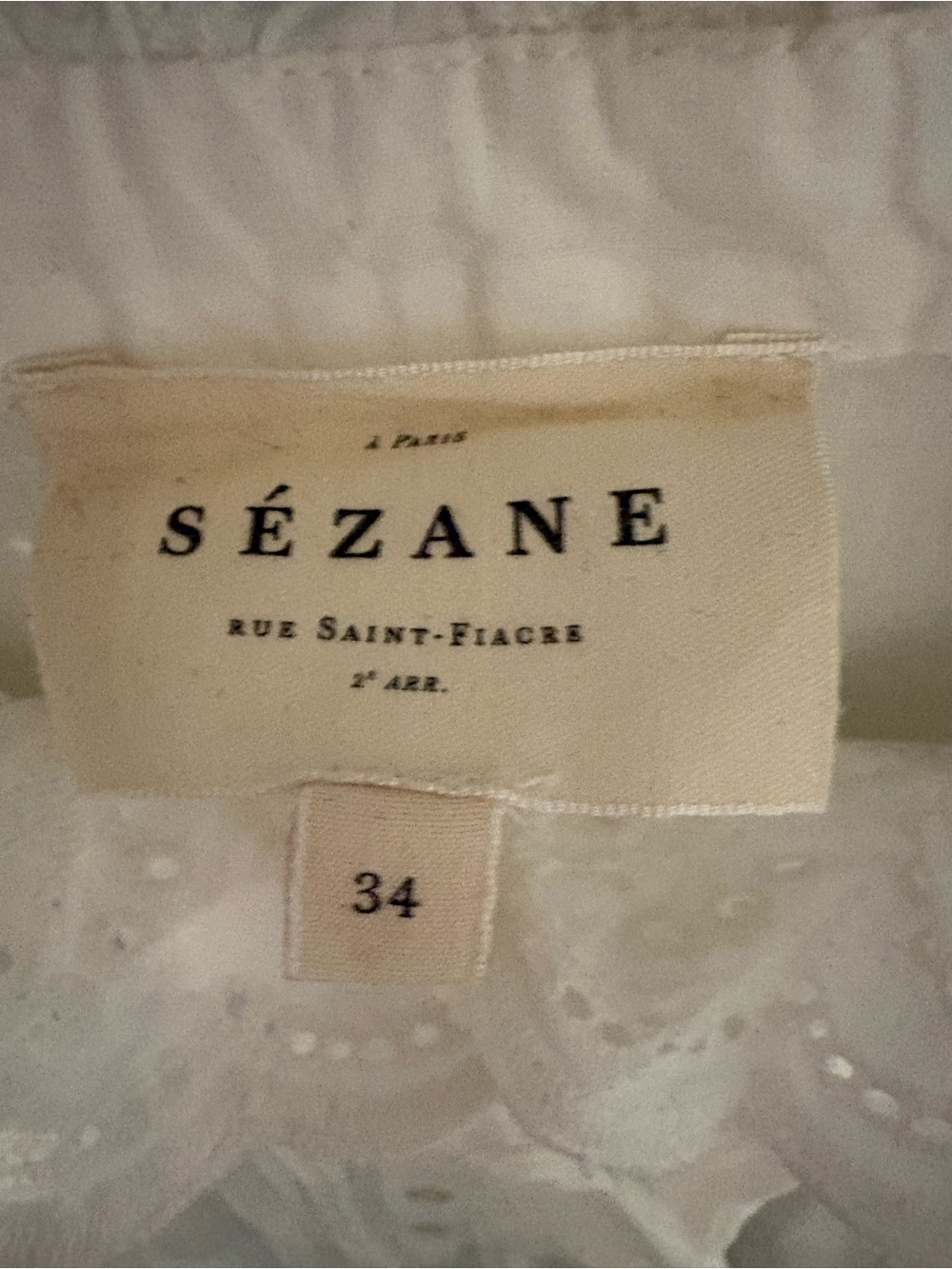 Sezane Gaia White Cotton Embroidered Mini Dress FR34/US2 - Picture 4 of 5